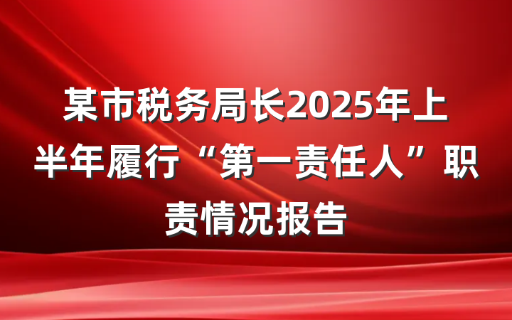 某市税务局长2025年上半年履行“第一责任人”职责情况报告