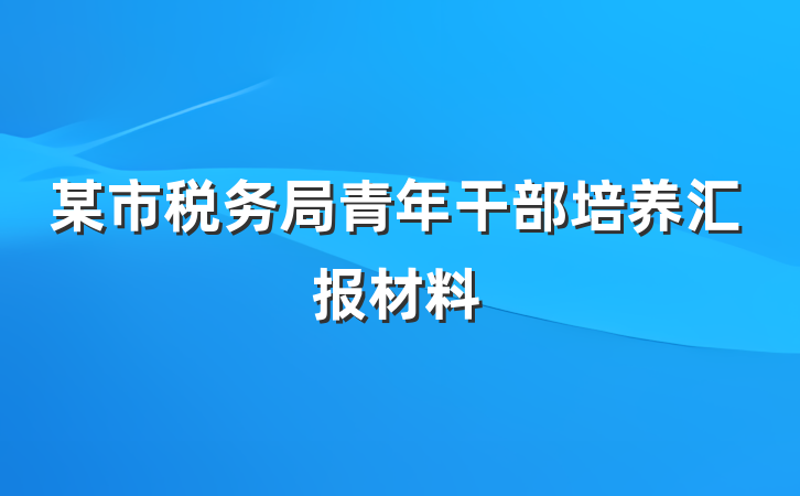 某市税务局青年干部培养汇报材料