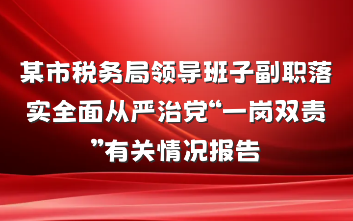 某市税务局领导班子副职落实全面从严治党“一岗双责”有关情况报告
