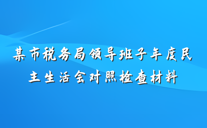 某市税务局领导班子年度民主生活会对照检查材料