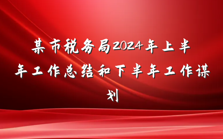 某市税务局2024年上半年工作总结和下半年工作谋划