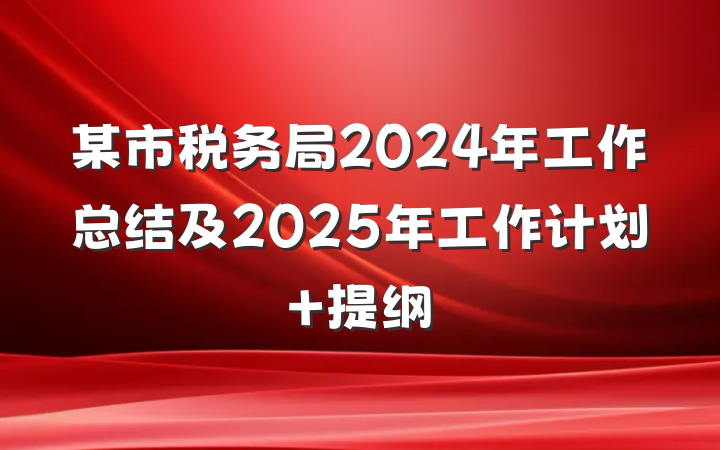 某市税务局2024年工作总结及2025年工作计划 提纲