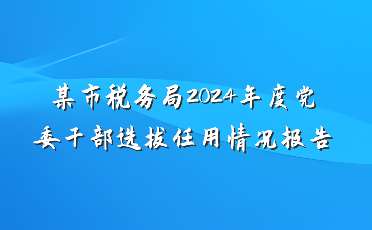 某市税务局2024年度党委干部选拔任用情况报告