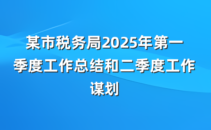 某市税务局2025年第一季度工作总结和二季度工作谋划