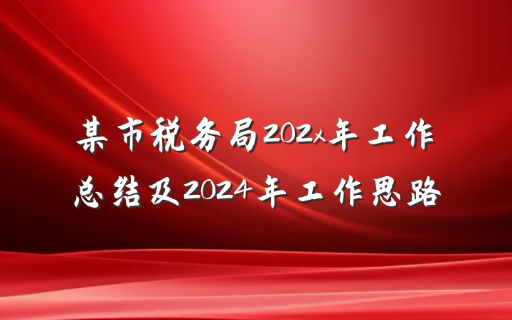 某市税务局202x年工作总结及2024年工作思路