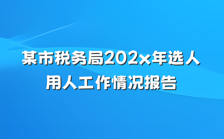 某市税务局202x年选人用人工作情况报告