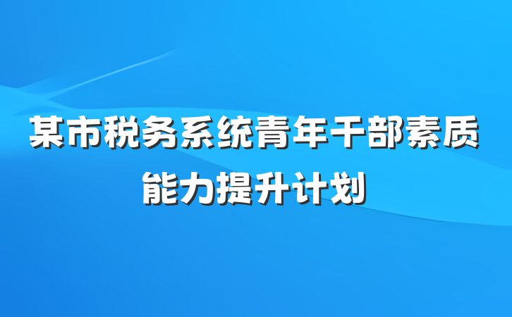 某市税务系统青年干部素质能力提升计划