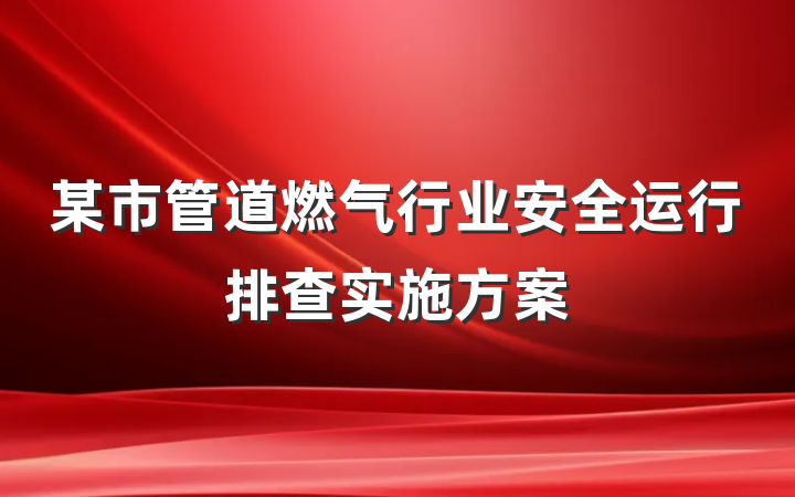 某市管道燃气行业安全运行排查实施方案
