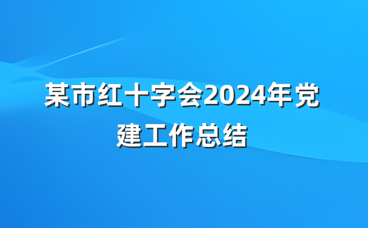 某市红十字会2024年党建工作总结