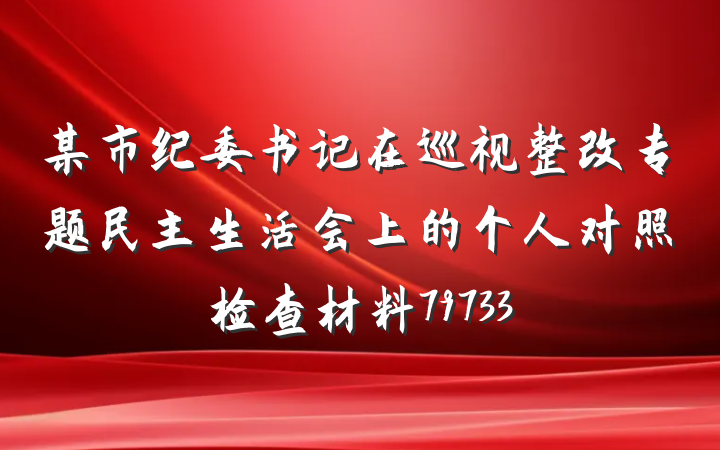某市纪委书记在巡视整改专题民主生活会上的个人对照检查材料79733