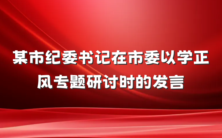 某市纪委书记在市委以学正风专题研讨时的发言