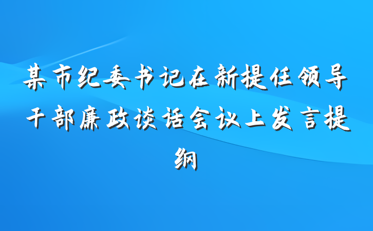 某市纪委书记在新提任领导干部廉政谈话会议上发言提纲