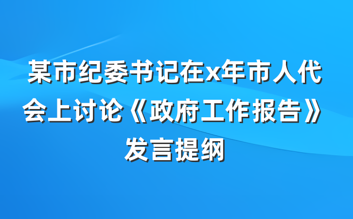 某市纪委书记在x年市人代会上讨论《政府工作报告》发言提纲