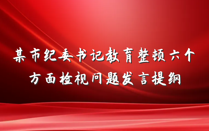 某市纪委书记教育整顿六个方面检视问题发言提纲