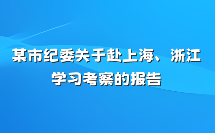 某市纪委关于赴上海、浙江学习考察的报告