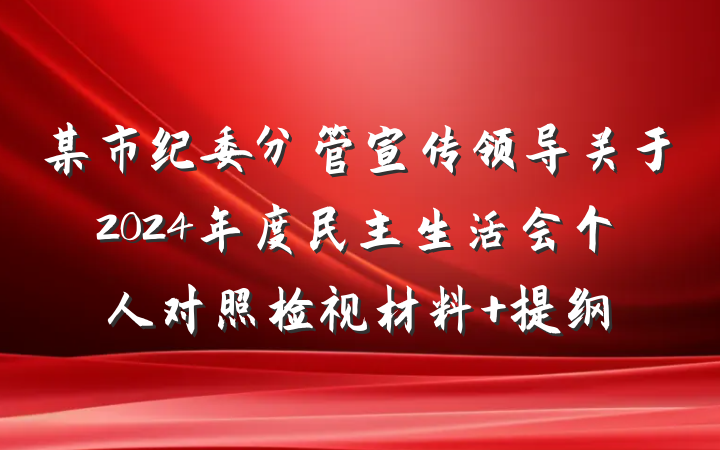 某市纪委分管宣传领导关于2024年度民主生活会个人对照检视材料 提纲