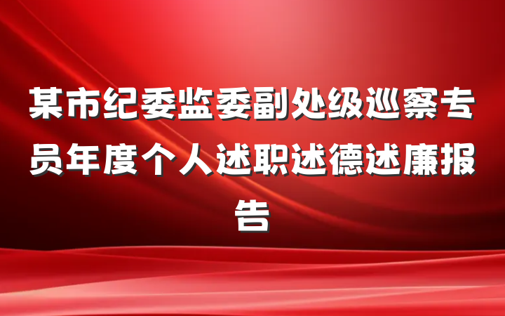 某市纪委监委副处级巡察专员年度个人述职述德述廉报告