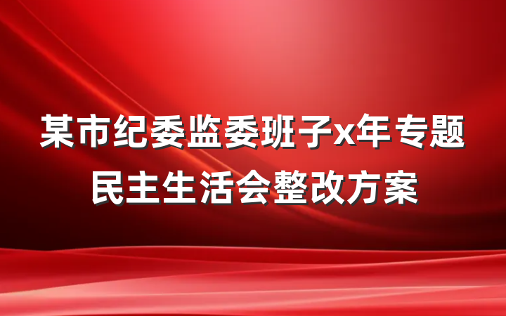 某市纪委监委班子x年专题民主生活会整改方案