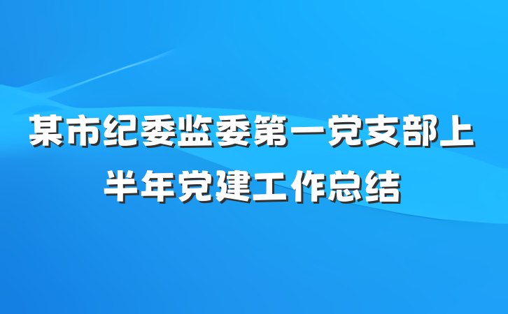 某市纪委监委第一党支部上半年党建工作总结