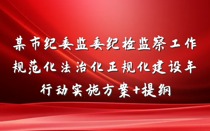 某市纪委监委纪检监察工作规范化法治化正规化建设年行动实施方案 提纲
