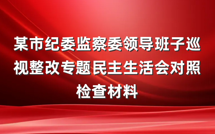 某市纪委监察委领导班子巡视整改专题民主生活会对照检查材料