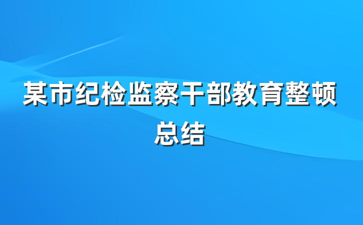 某市纪检监察干部教育整顿总结