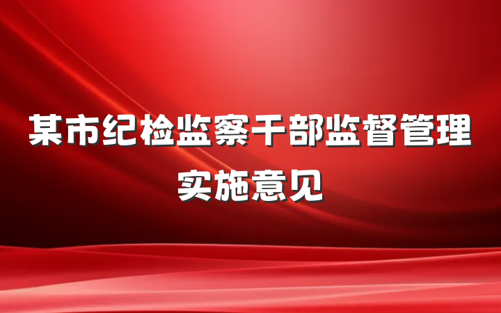某市纪检监察干部监督管理实施意见
