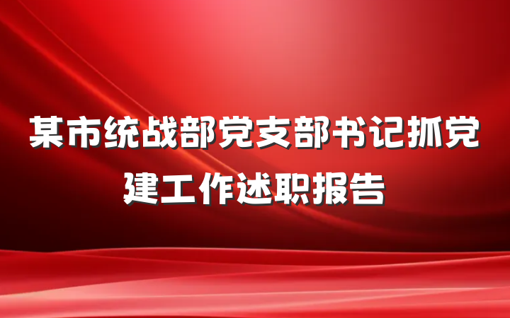 某市统战部党支部书记抓党建工作述职报告