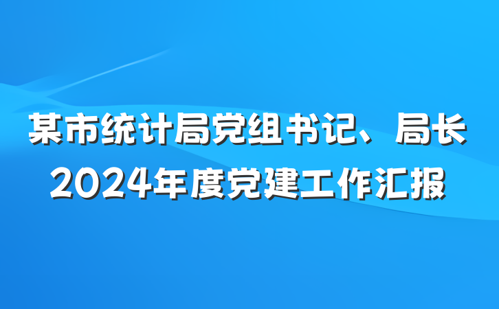 某市统计局党组书记、局长2024年度党建工作汇报