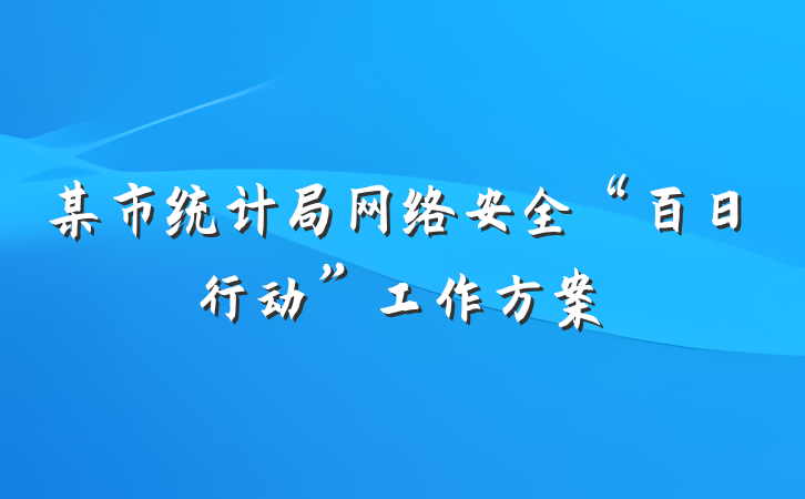 某市统计局网络安全“百日行动”工作方案