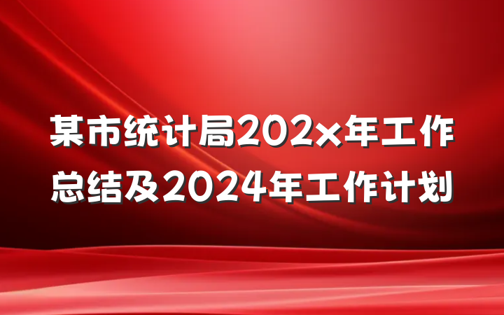 某市统计局202x年工作总结及2024年工作计划