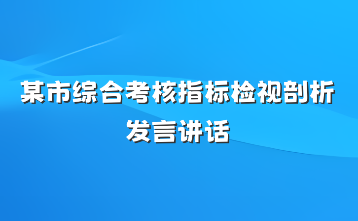 某市综合考核指标检视剖析发言讲话