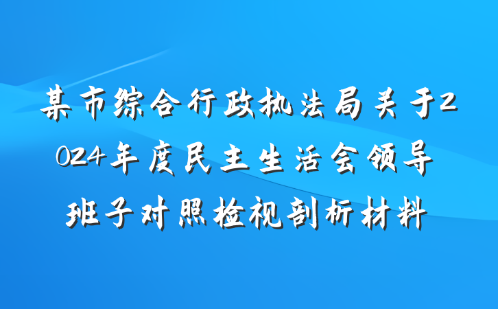 某市综合行政执法局关于2024年度民主生活会领导班子对照检视剖析材料