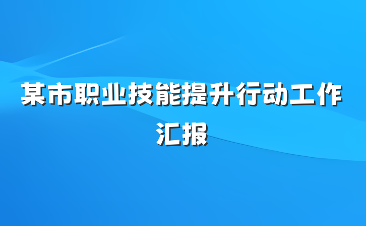 某市职业技能提升行动工作汇报