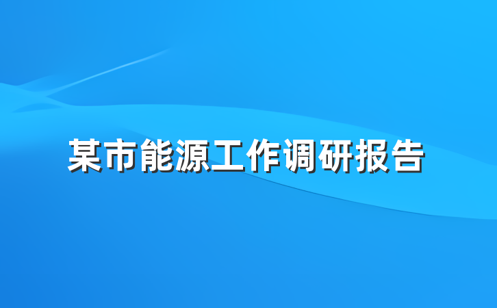 某市能源工作调研报告