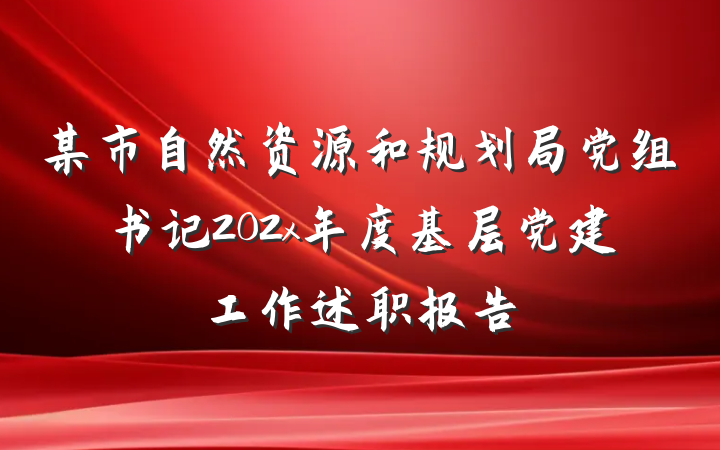某市自然资源和规划局党组书记202x年度基层党建工作述职报告