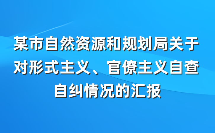 某市自然资源和规划局关于对形式主义、官僚主义自查自纠情况的汇报
