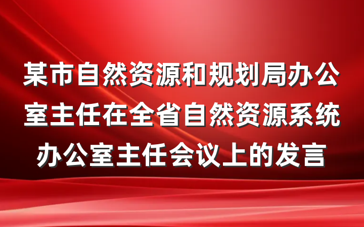 某市自然资源和规划局办公室主任在全省自然资源系统办公室主任会议上的发言