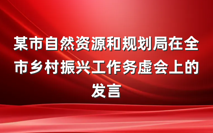某市自然资源和规划局在全市乡村振兴工作务虚会上的发言