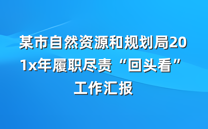 某市自然资源和规划局201x年履职尽责“回头看”工作汇报