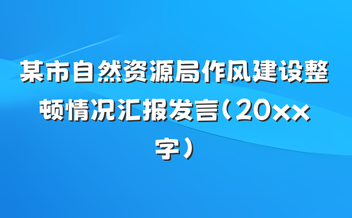 某市自然资源局作风建设整顿情况汇报发言（20xx字）