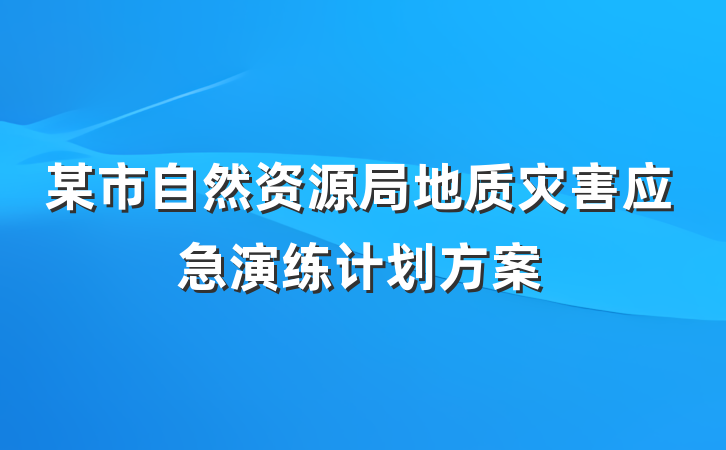 某市自然资源局地质灾害应急演练计划方案