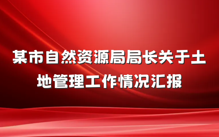 某市自然资源局局长关于土地管理工作情况汇报