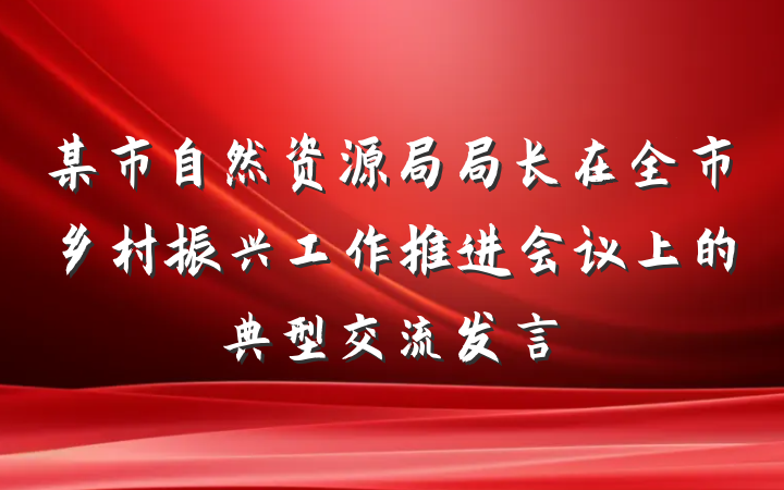某市自然资源局局长在全市乡村振兴工作推进会议上的典型交流发言