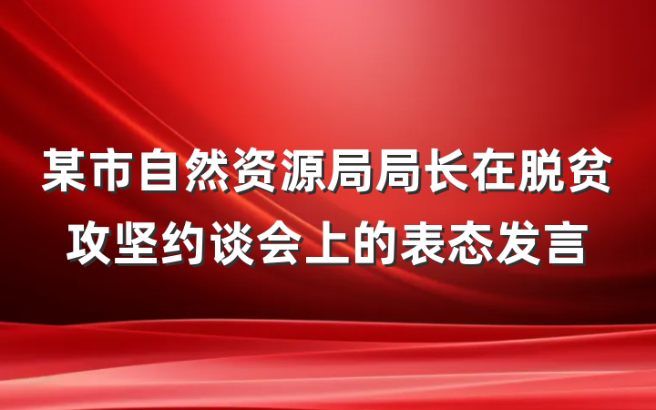 某市自然资源局局长在脱贫攻坚约谈会上的表态发言
