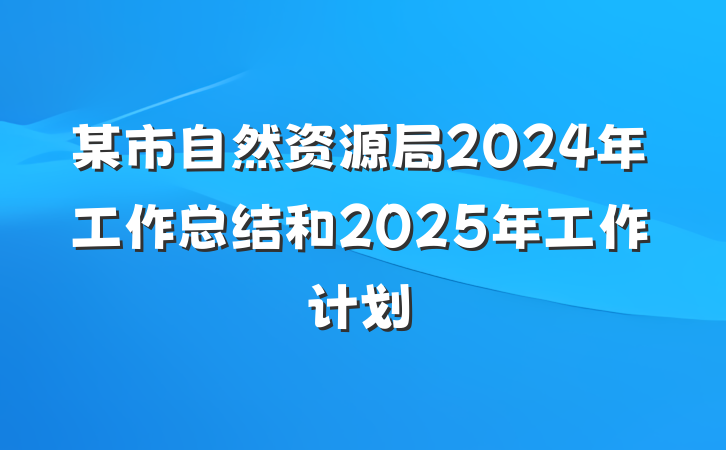 某市自然资源局2024年工作总结和2025年工作计划