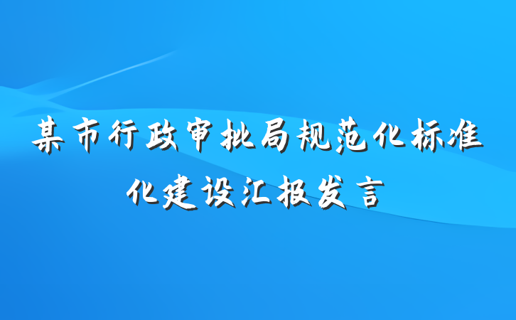 某市行政审批局规范化标准化建设汇报发言