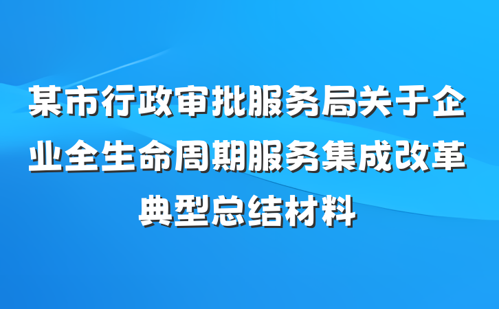 某市行政审批服务局关于企业全生命周期服务集成改革典型总结材料