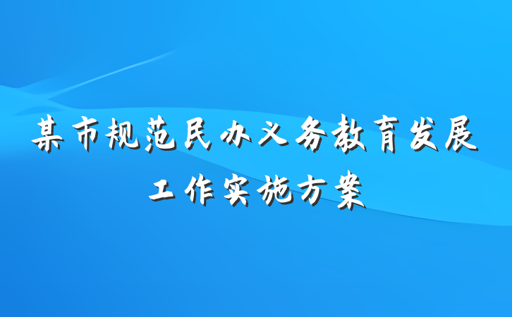 某市规范民办义务教育发展工作实施方案