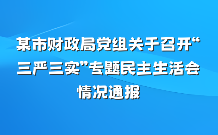 某市财政局党组关于召开“三严三实”专题民主生活会情况通报